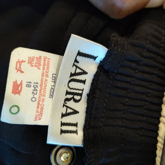 Vintage LAURA II Palazzo Black 🖤 Wide Leg Pants, Sz 18 - Picture 4 of 11